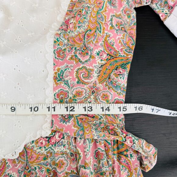 Vintage Prairie Dress Womens Floral Paisley Western Cottage Core Peasant Boho - Picture 12 of 14